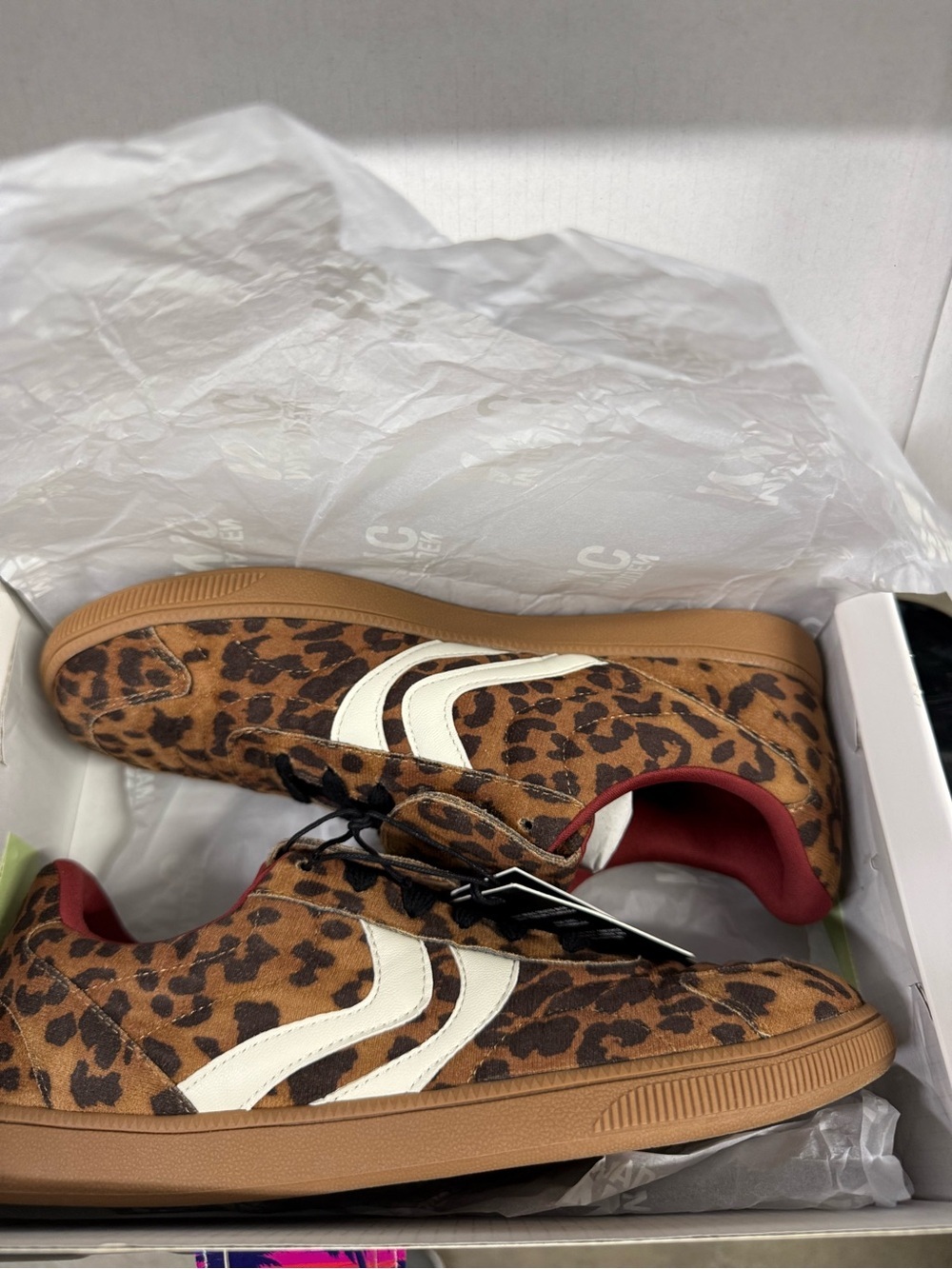 NEW Madden NYC Women's Fold Over Sneaker Leopard Animal Print Shoes